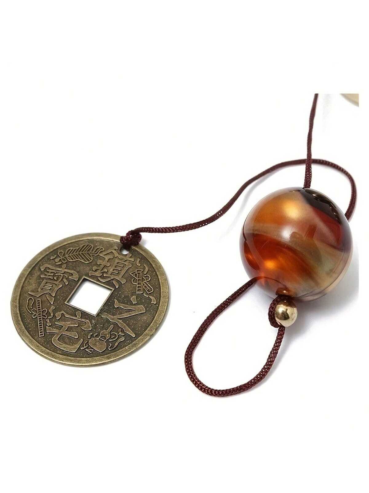 جرس الرياح الحظ السعيد من النحاس على شكل تنين و6 جراس، جرس رياح معلق للمنزل والحديقة، مزين بالحظ الجيد وفن الحديقة