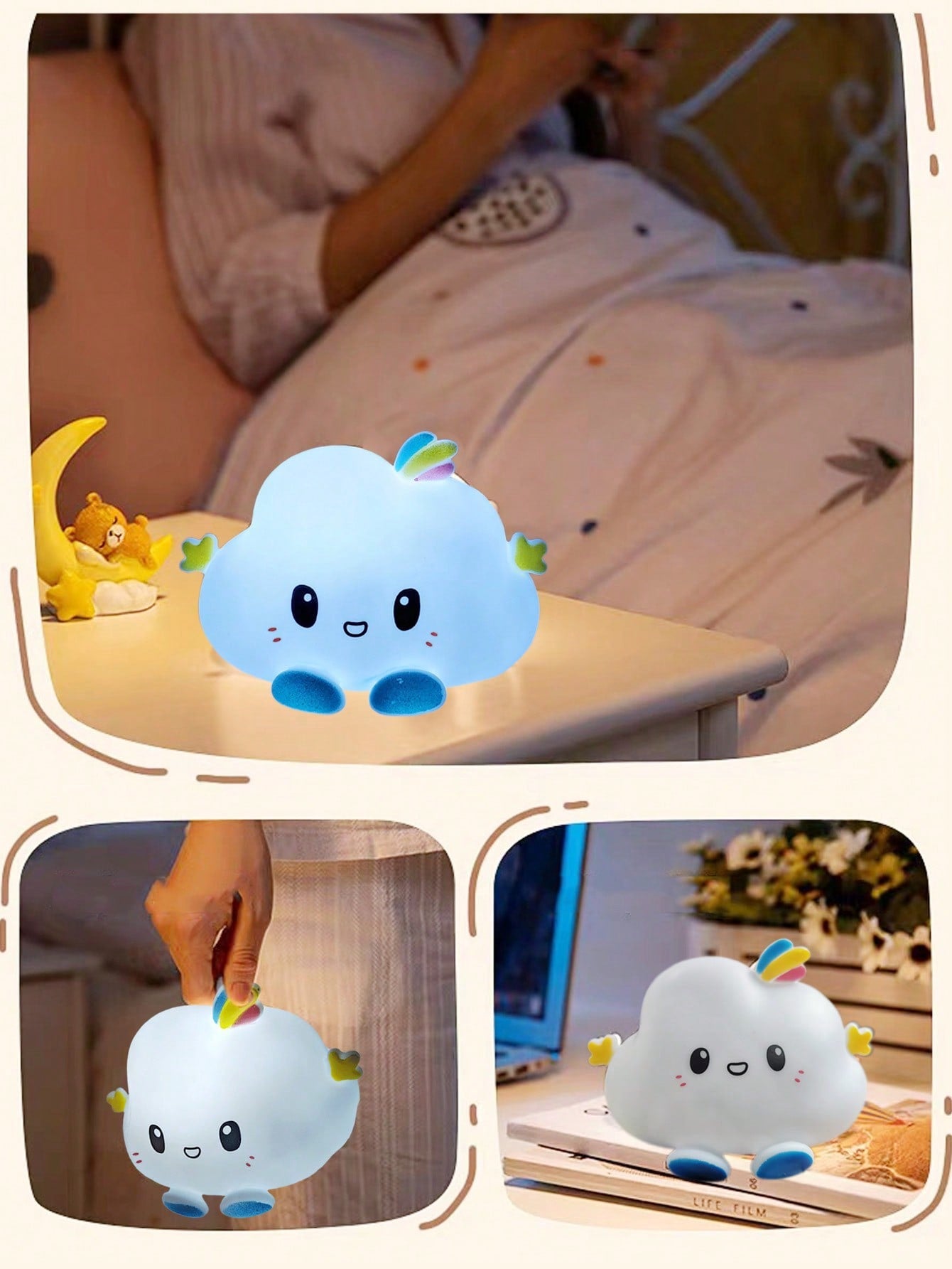 مصباح بشكل سحابة قطعة واحدة ، زينة جذابة لغرفة نوم الأطفال ، يمكن استخدامه كرفيق للنوم أو ضوء ليلي. الإضاءة اللطيفة لا تؤذي العينين ، مناسبة للرضاعة الطبيعية في الليل. زينة لغرف الأطفال وملحقاتها