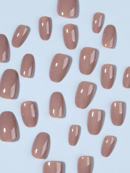 أظافر مزيفة أكريليكية بشكل بيضاوي قصير ناعم 24 قطعة