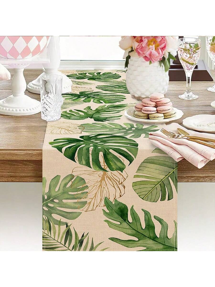 مفرش صيفي، زخارف ورق النخيل الاستوائية لديكور غرفة الطعام