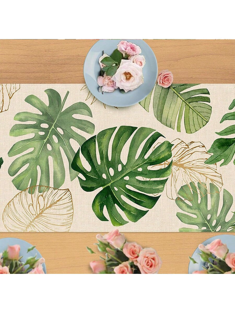 مفرش صيفي، زخارف ورق النخيل الاستوائية لديكور غرفة الطعام