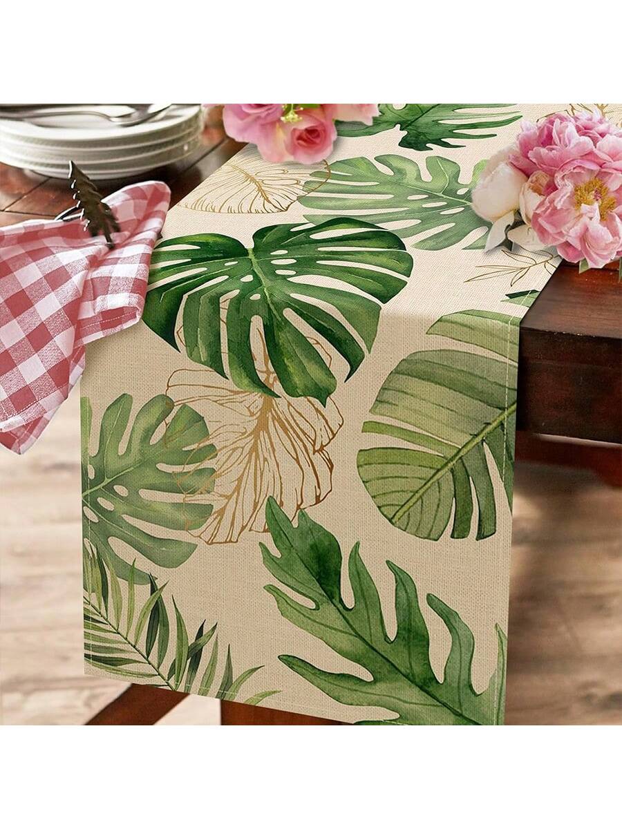 مفرش صيفي، زخارف ورق النخيل الاستوائية لديكور غرفة الطعام