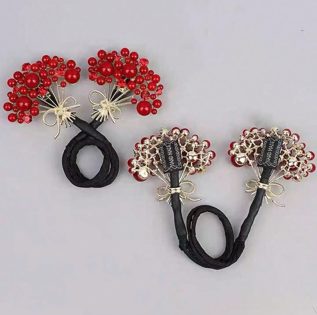 قطعة واحدة من صانع كعكة الشعر المطرز باللون الأحمر، إكسسوار شعر عصري