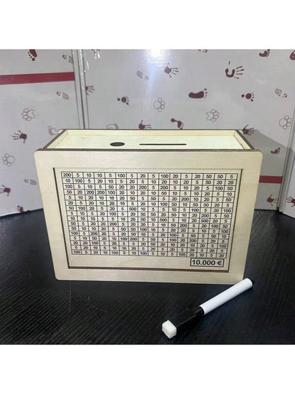 صندوق أموال خشبي أبيض يحتوي على عداد لمكتب المنزل لتوفير النقد