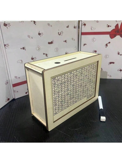 صندوق أموال خشبي أبيض يحتوي على عداد لمكتب المنزل لتوفير النقد