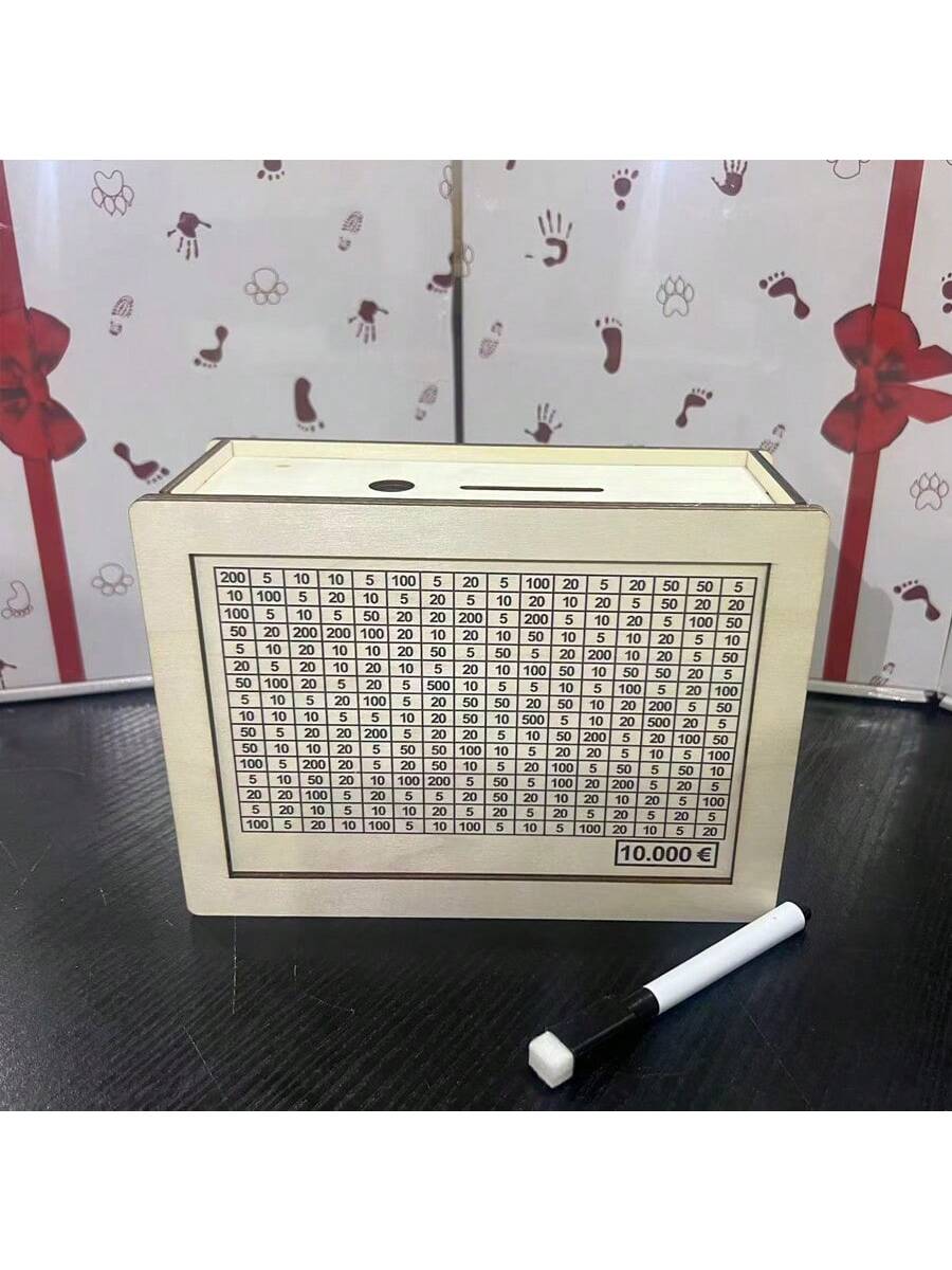 صندوق أموال خشبي أبيض يحتوي على عداد لمكتب المنزل لتوفير النقد