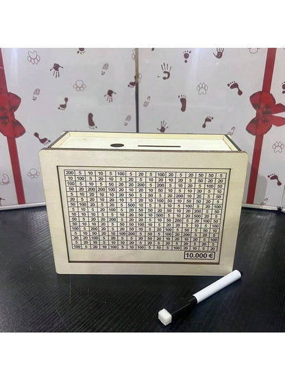 صندوق أموال خشبي أبيض يحتوي على عداد لمكتب المنزل لتوفير النقد