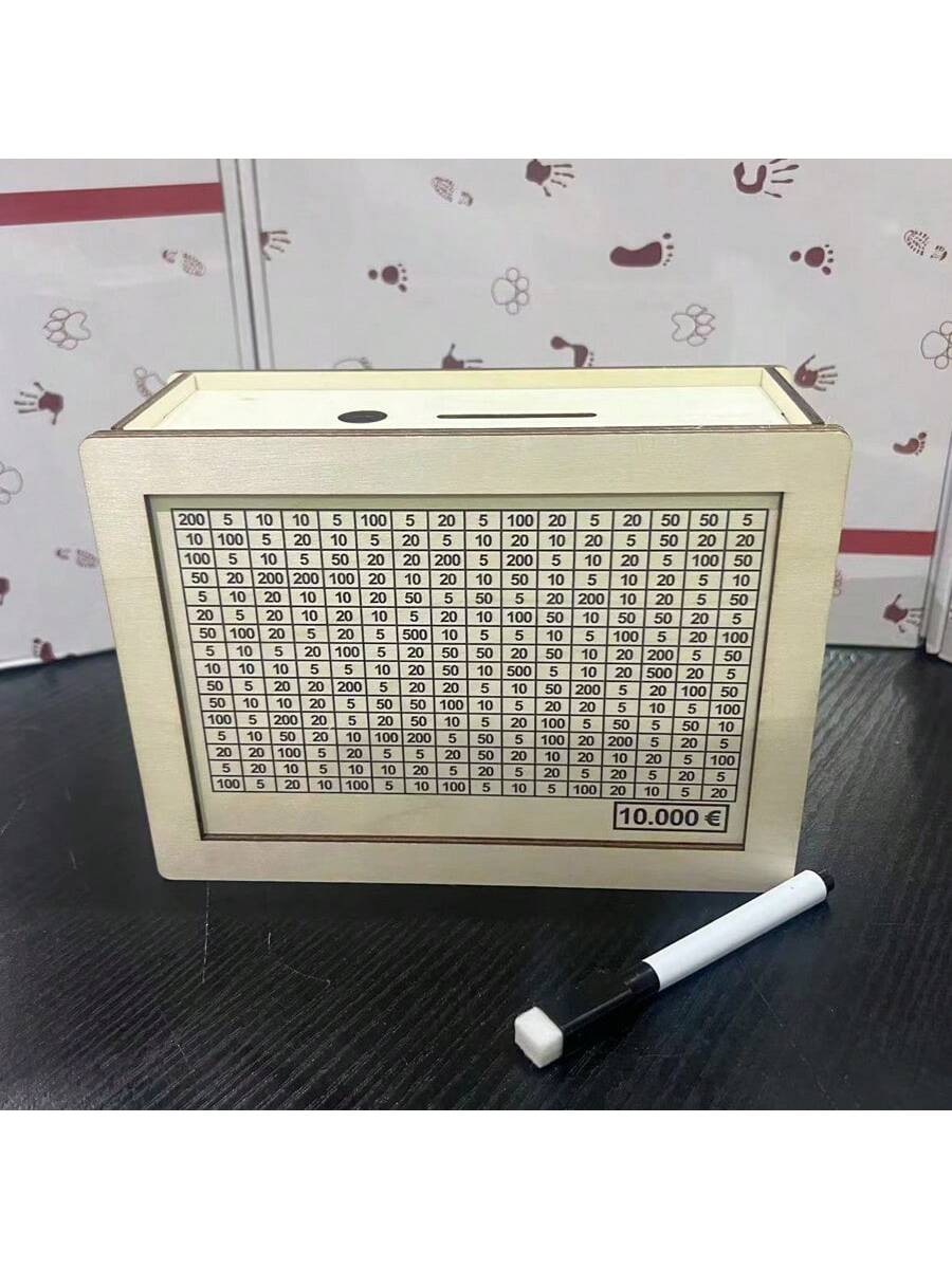 صندوق أموال خشبي أبيض يحتوي على عداد لمكتب المنزل لتوفير النقد