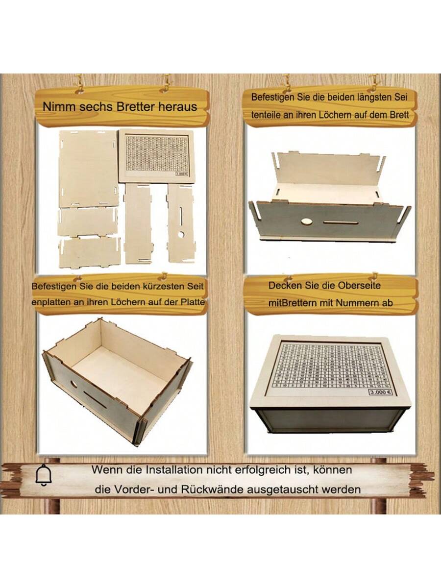 صندوق أموال خشبي أبيض يحتوي على عداد لمكتب المنزل لتوفير النقد