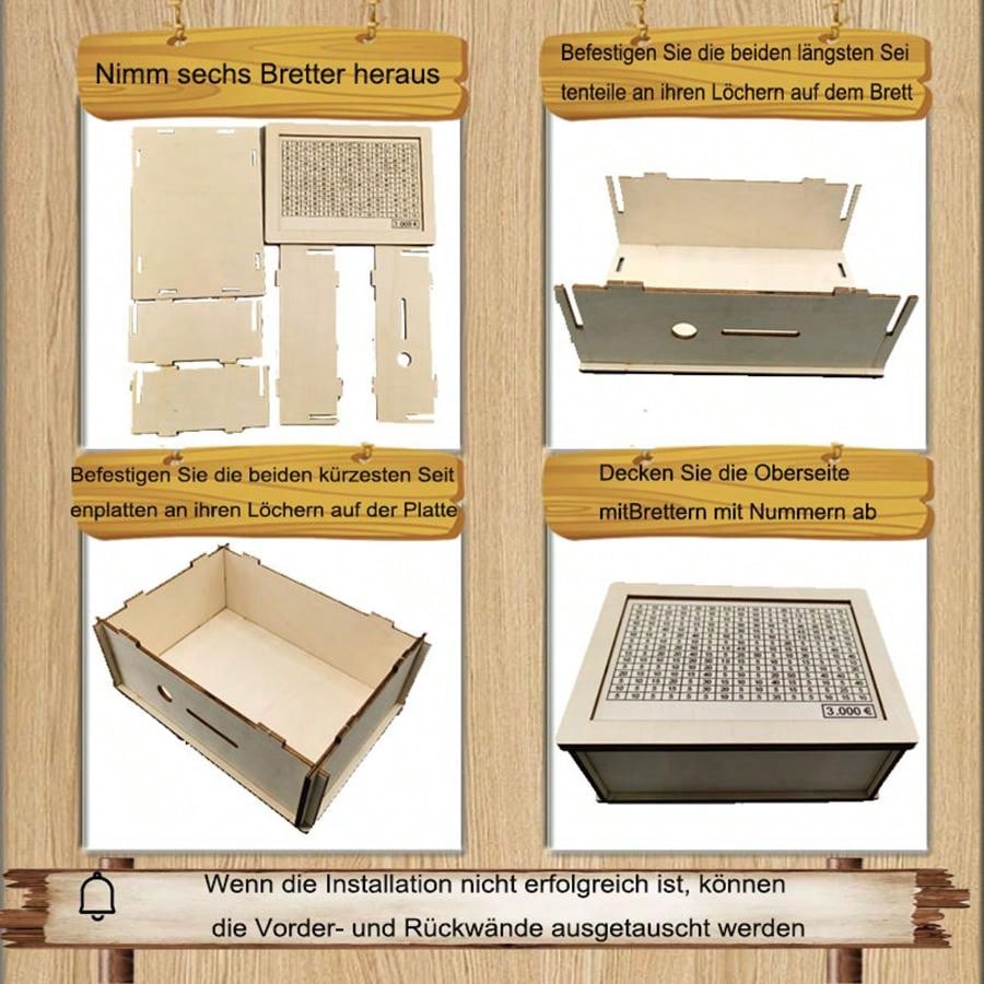 صندوق أموال خشبي أبيض يحتوي على عداد لمكتب المنزل لتوفير النقد