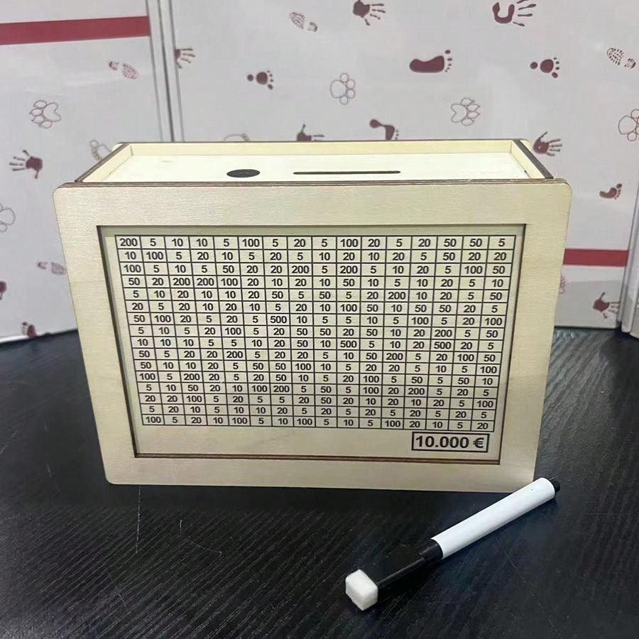 صندوق أموال خشبي أبيض يحتوي على عداد لمكتب المنزل لتوفير النقد