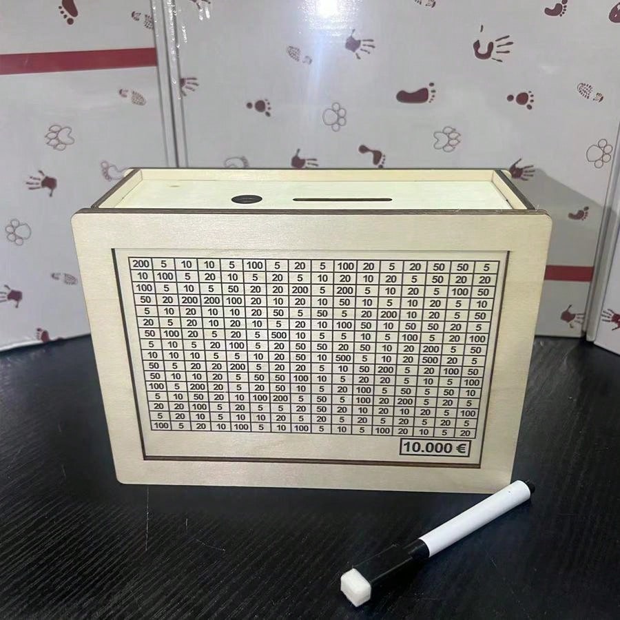 صندوق أموال خشبي أبيض يحتوي على عداد لمكتب المنزل لتوفير النقد