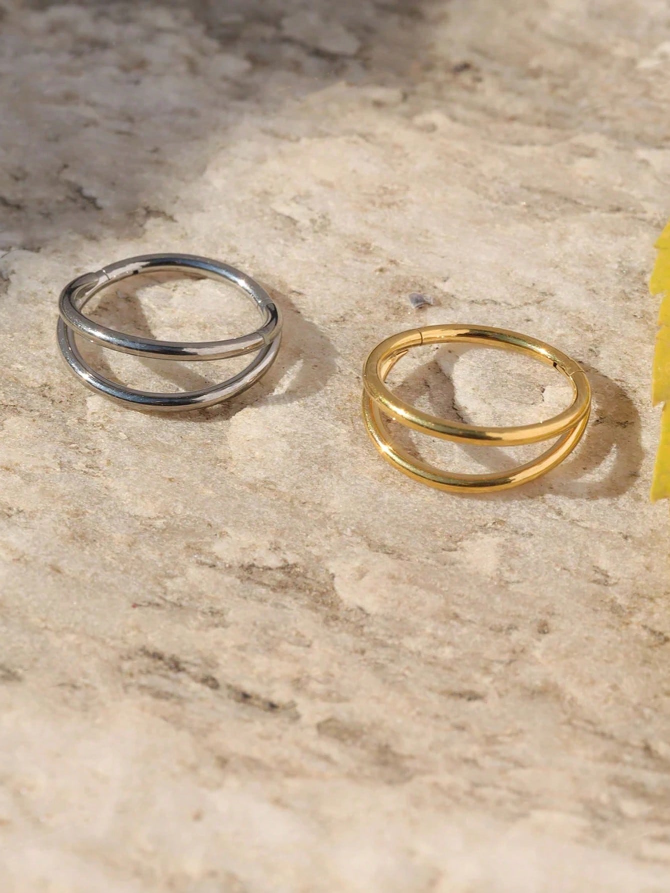 حلق أنف معدني مزدوج الخطوط من الفولاذ المقاوم للصدأ، حلق حفرة الأنف الوجه الشفة والأذن