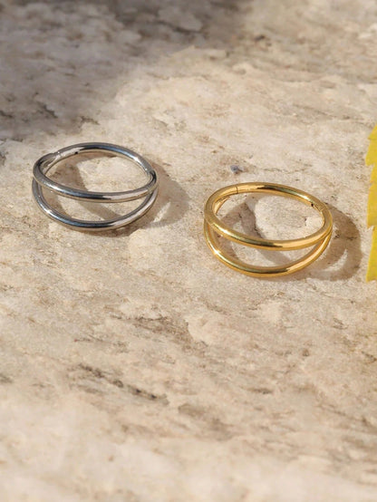 حلق أنف معدني مزدوج الخطوط من الفولاذ المقاوم للصدأ، حلق حفرة الأنف الوجه الشفة والأذن