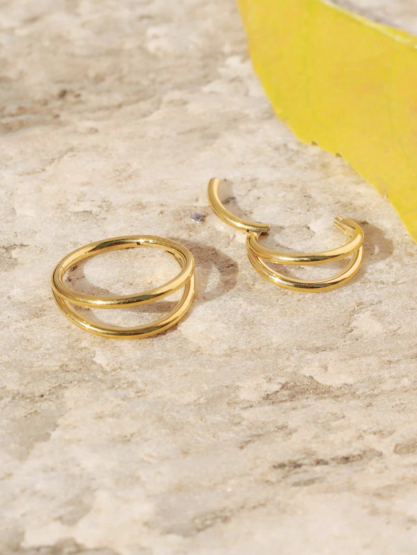 حلق أنف معدني مزدوج الخطوط من الفولاذ المقاوم للصدأ، حلق حفرة الأنف الوجه الشفة والأذن