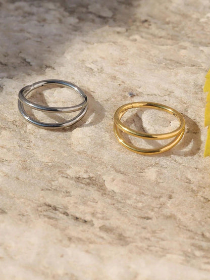 حلق أنف معدني مزدوج الخطوط من الفولاذ المقاوم للصدأ، حلق حفرة الأنف الوجه الشفة والأذن