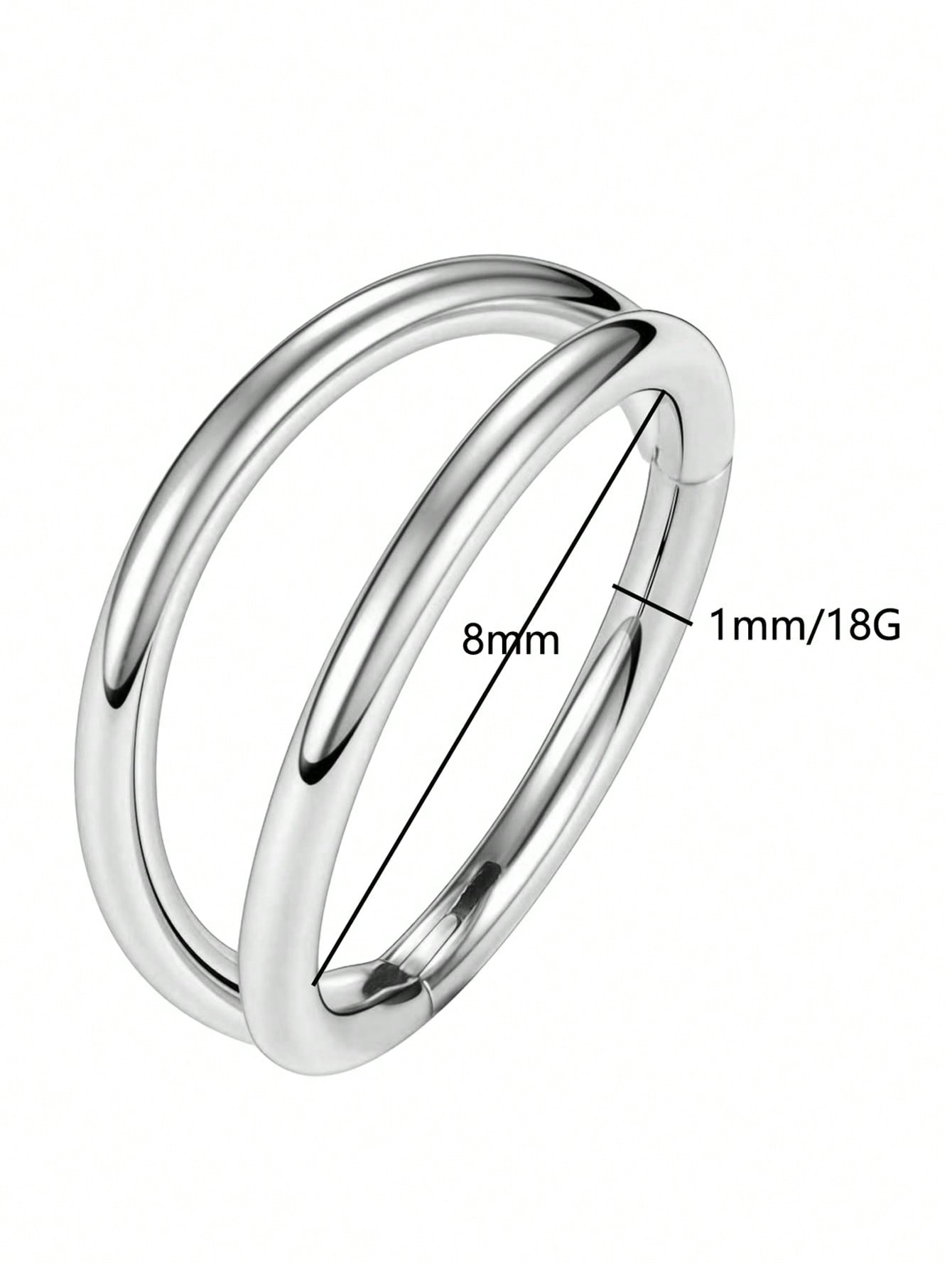 حلق أنف معدني مزدوج الخطوط من الفولاذ المقاوم للصدأ، حلق حفرة الأنف الوجه الشفة والأذن