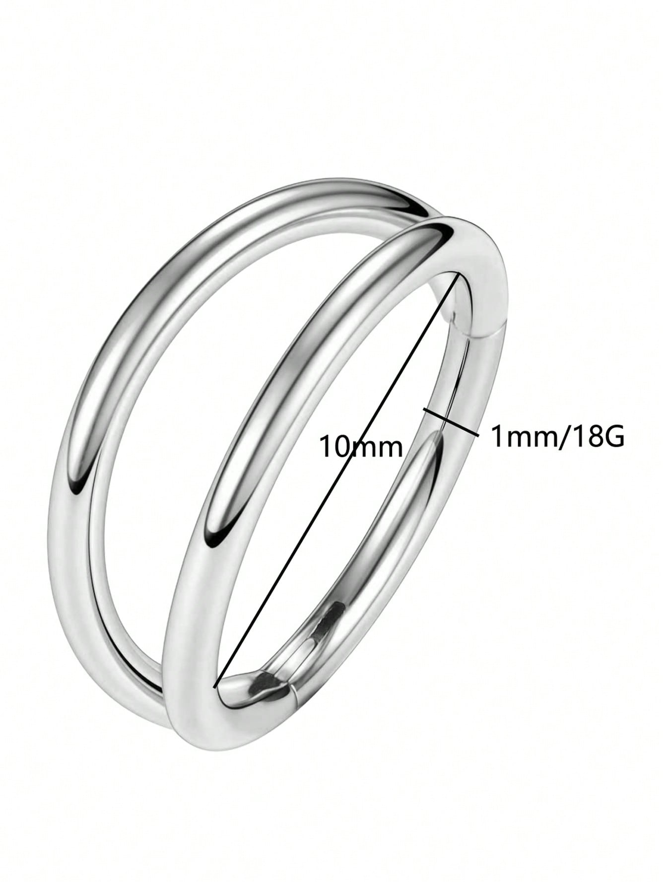 حلق أنف معدني مزدوج الخطوط من الفولاذ المقاوم للصدأ، حلق حفرة الأنف الوجه الشفة والأذن