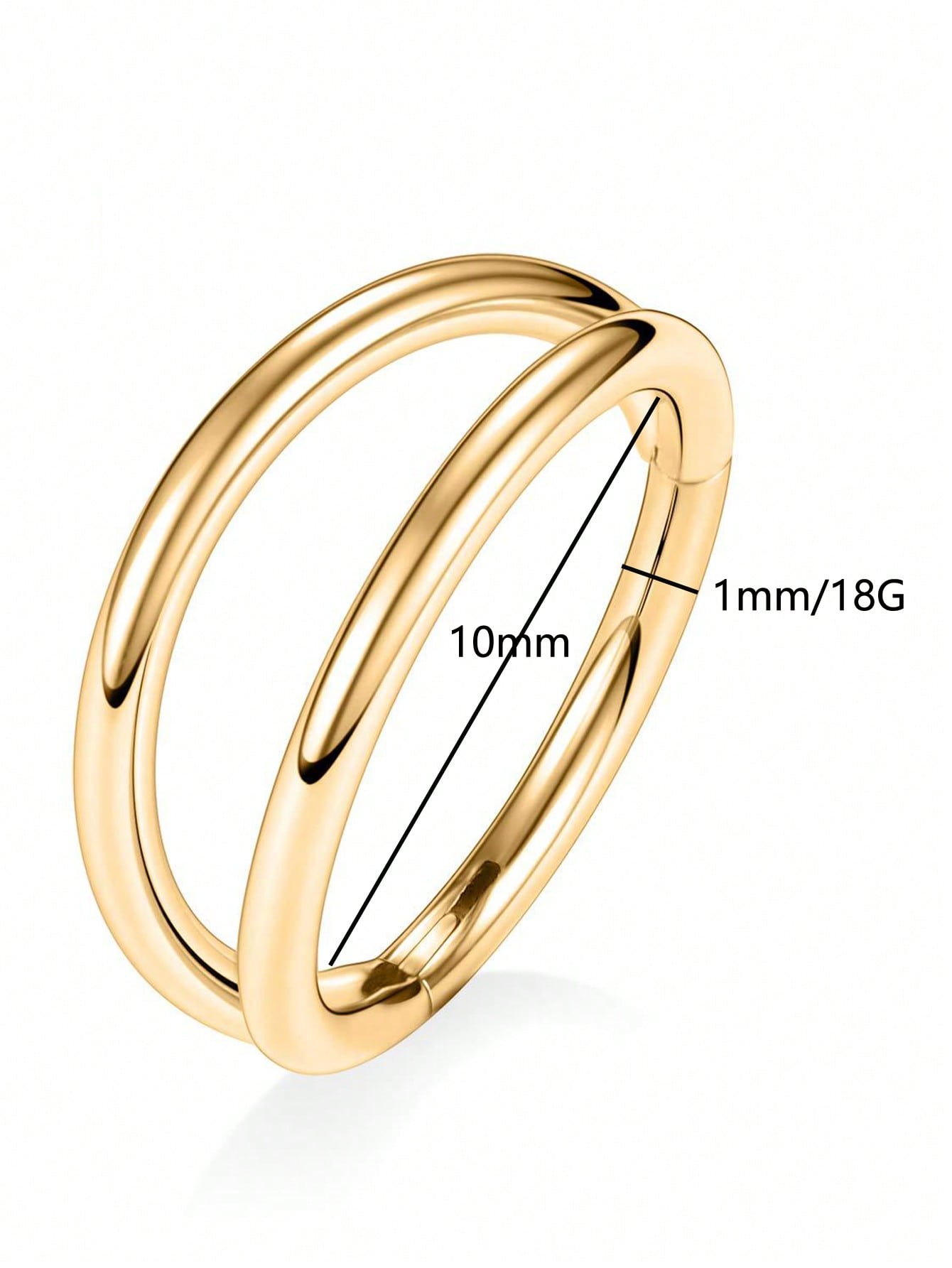 حلق أنف معدني مزدوج الخطوط من الفولاذ المقاوم للصدأ، حلق حفرة الأنف الوجه الشفة والأذن