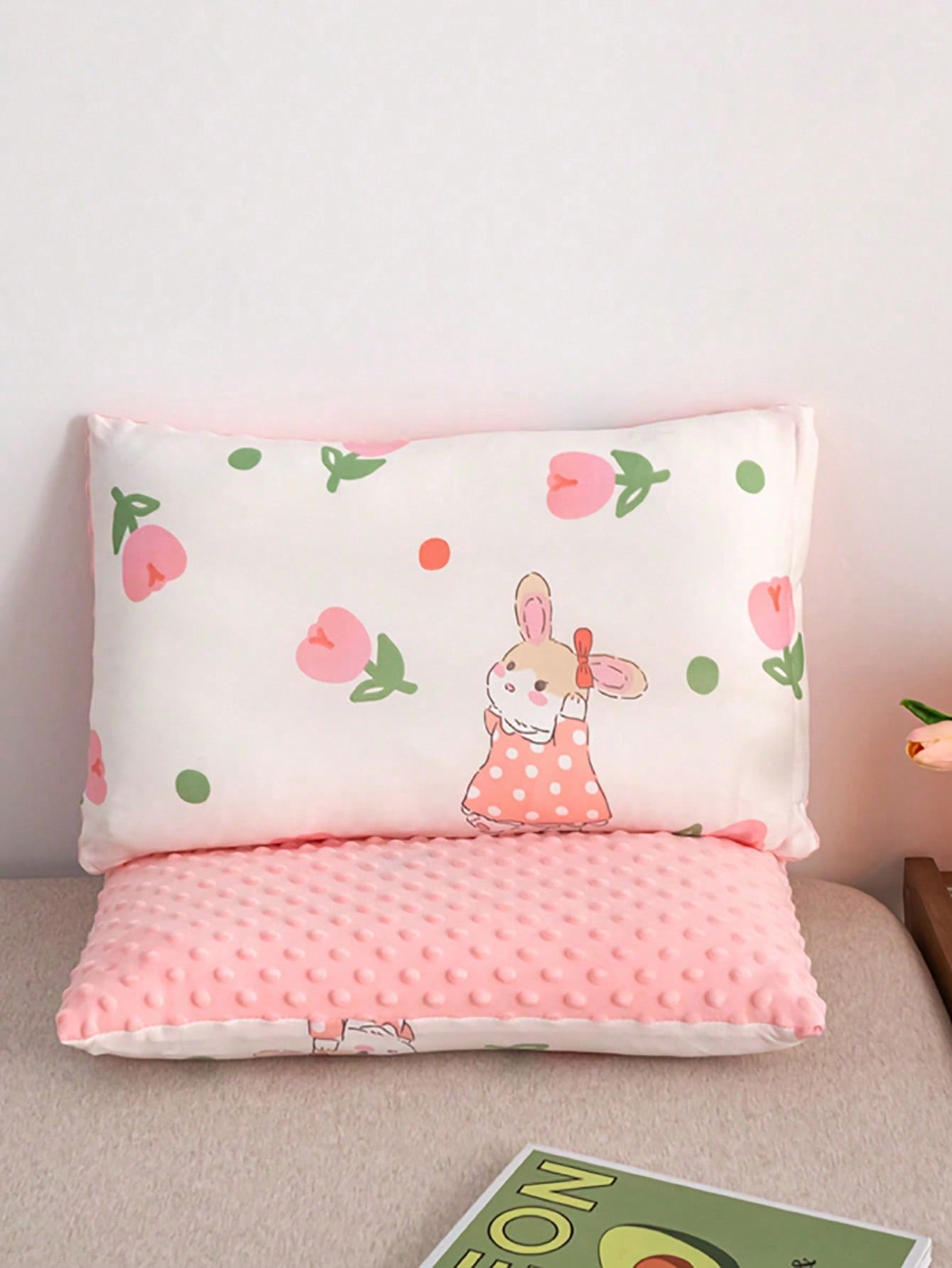وسادة أطفال قطعة واحدة، طقم كيس وسادة بنمط كرتوني