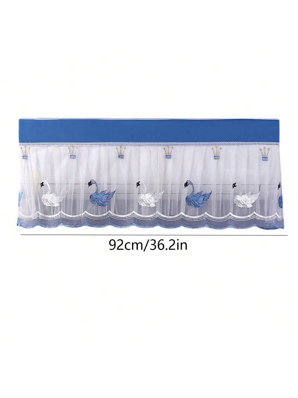 قطعة واحدة من غطاء غبار مكيف الهواء، غطاء أنيق مثبت على الحائط لغرفة النوم ومضاد للرياح ومضاد للنفخ المباشر مع نمط كرتوني وقماش دانتيل، غطاء مكيف عالمي