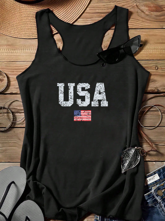 ملابس علوية كاجوال للنساء بطباعة يوم الاستقلال، مناسبة للصيف