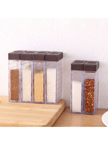 صندوق توابل مفتوح من جهتين مبتكر بقوالب مالحة وأطباق بهارات مجموعة ٦ قطع