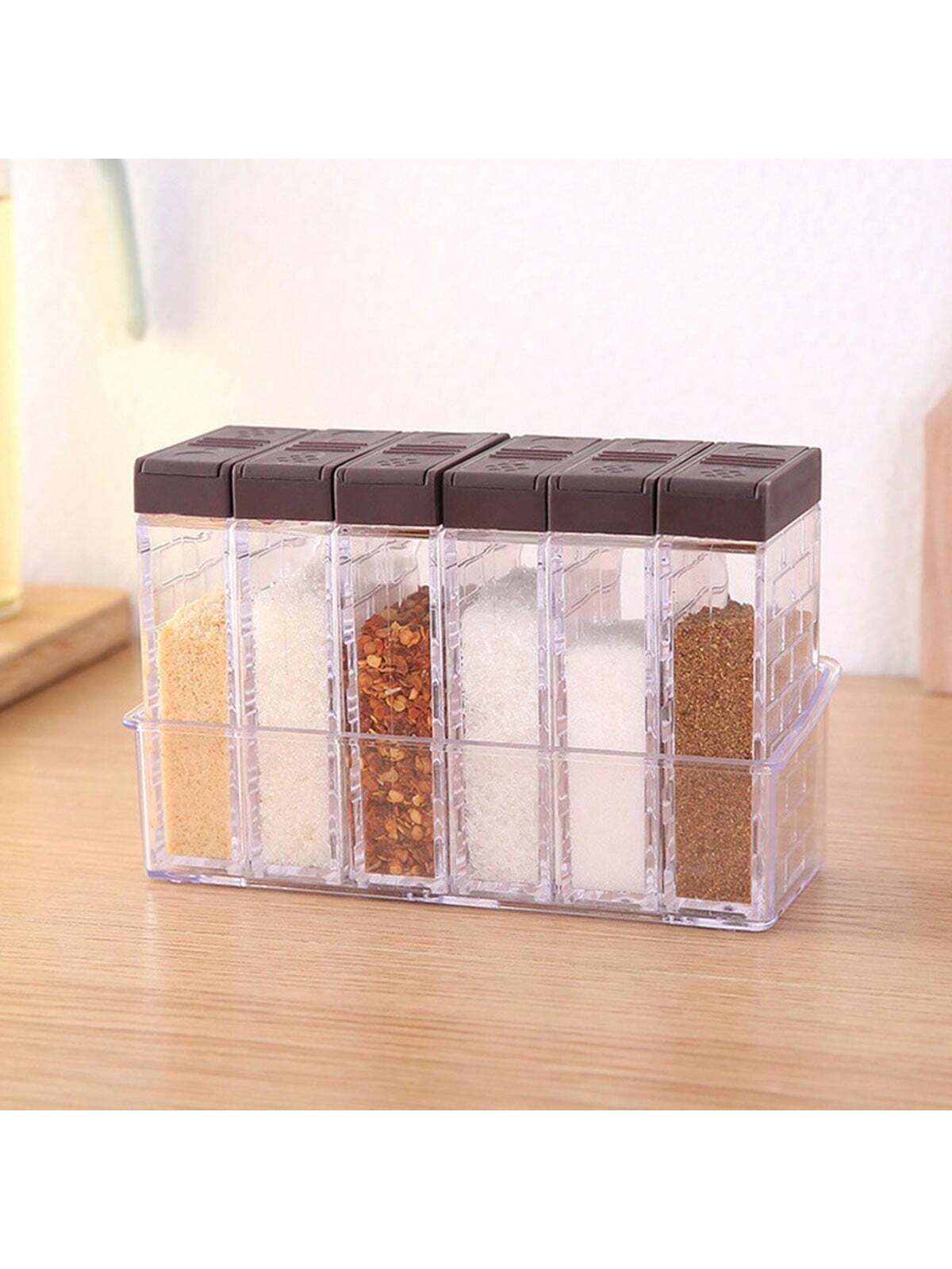 صندوق توابل مفتوح من جهتين مبتكر بقوالب مالحة وأطباق بهارات مجموعة ٦ قطع