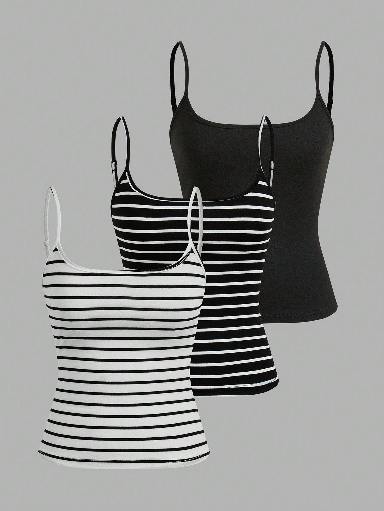 قطع حمالات غير رسمية مخططة باللونين الأسود والأبيض للنساء ،