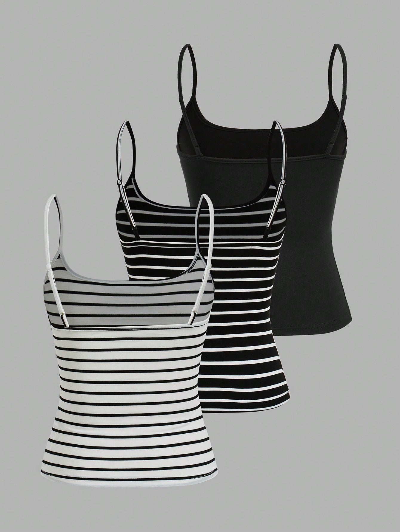 قطع حمالات غير رسمية مخططة باللونين الأسود والأبيض للنساء ،