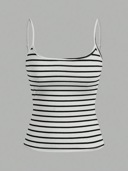 قطع حمالات غير رسمية مخططة باللونين الأسود والأبيض للنساء ،