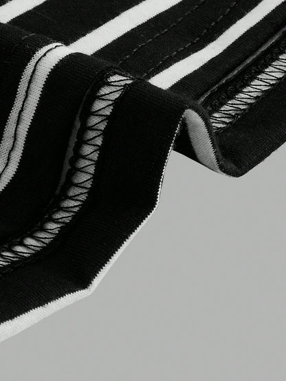 قطع حمالات غير رسمية مخططة باللونين الأسود والأبيض للنساء ،