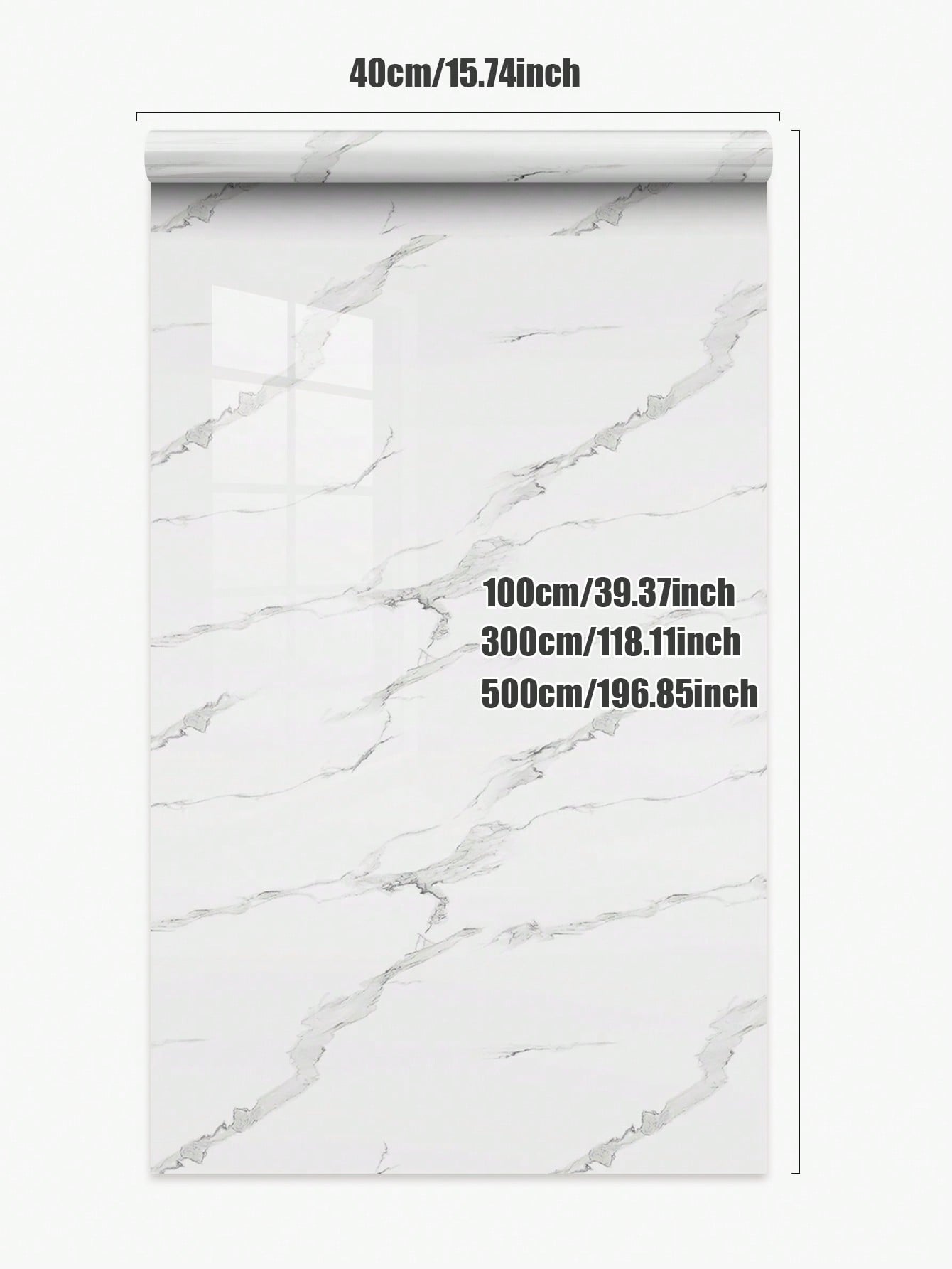 ملصق زيتي للمطبخ بنقشة رخامية بيضاء