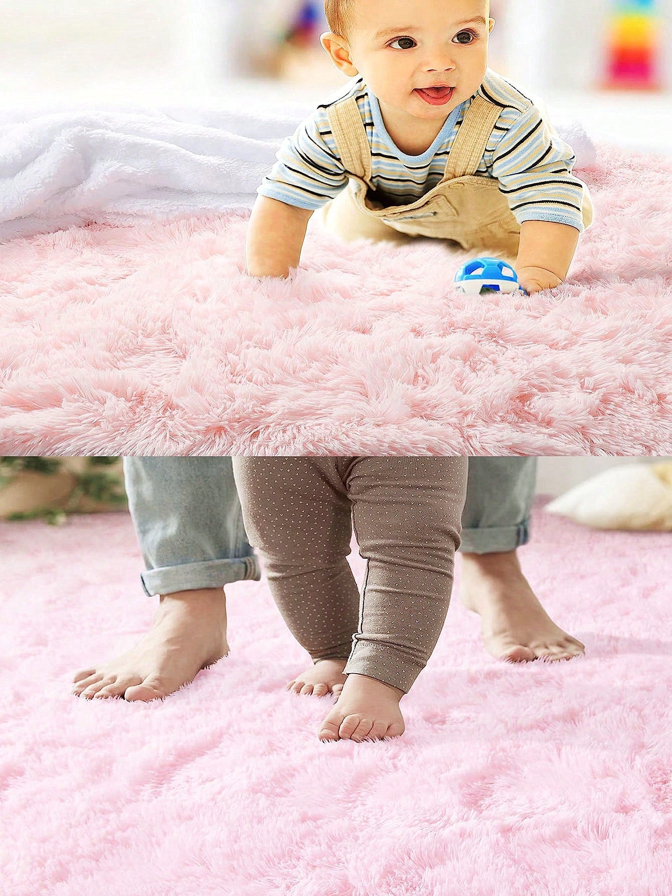 سجادة Pv ناعمة للغاية بشعر طويل و قابلة للغسل قطعة واحدة، مناسبة لغرفة الأطفال والغرفة المعيشي