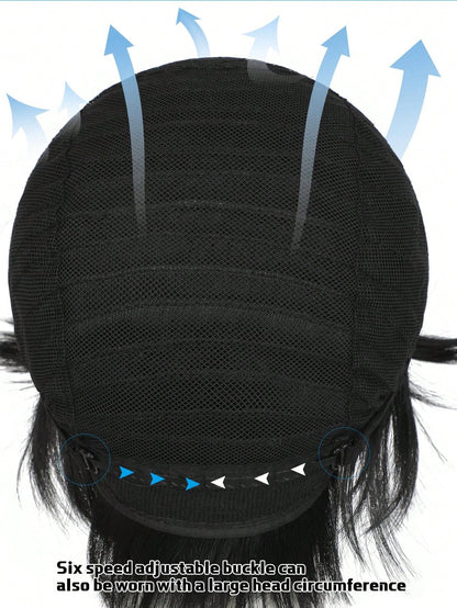 شعر مستعار اصطناعي متعدد الاستخدامات للتنكر بأشكال الأنمي، تصميم شعر أسود قصير بتجعيدات للأعلى، شعر مستعار كامل للتنكر في المهرجانات والأعياد والاحتفالات