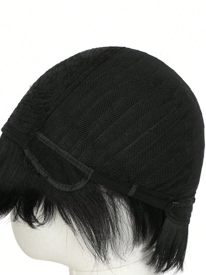 شعر مستعار اصطناعي متعدد الاستخدامات للتنكر بأشكال الأنمي، تصميم شعر أسود قصير بتجعيدات للأعلى، شعر مستعار كامل للتنكر في المهرجانات والأعياد والاحتفالات