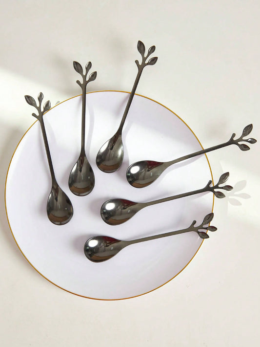 مجموعة ملعقة وشوكة بتصميم أوراق