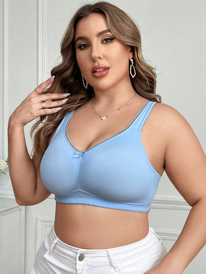 صدرية لاسلكية ناعمة ومريحة عالية المرونة للمقاسات الكبيرة، 1 قطعة