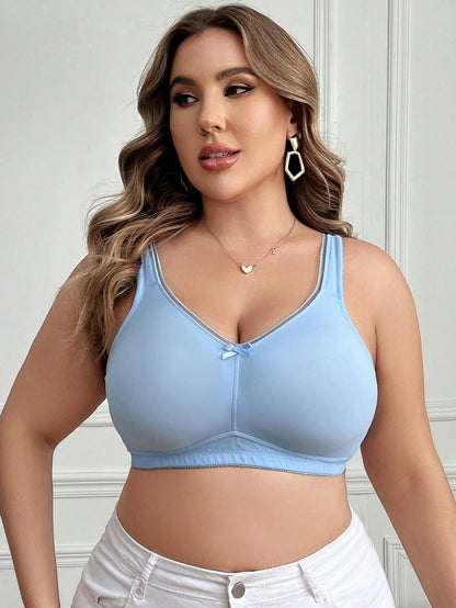 صدرية لاسلكية ناعمة ومريحة عالية المرونة للمقاسات الكبيرة، 1 قطعة