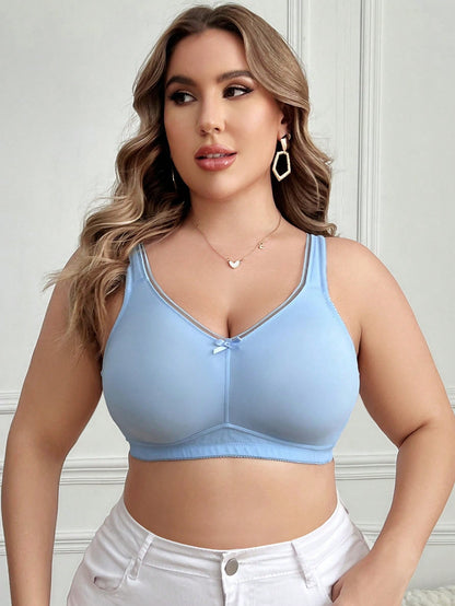 صدرية لاسلكية ناعمة ومريحة عالية المرونة للمقاسات الكبيرة، 1 قطعة