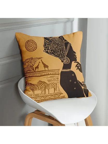 غطاء وسادة زينة نسائيات أفريقي 4 قطع لمنطقة الجلوس و الأريكة ، غطاء وسادة من الكتان (لا يشمل النواة)