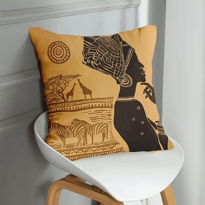 غطاء وسادة زينة نسائيات أفريقي 4 قطع لمنطقة الجلوس و الأريكة ، غطاء وسادة من الكتان (لا يشمل النواة)