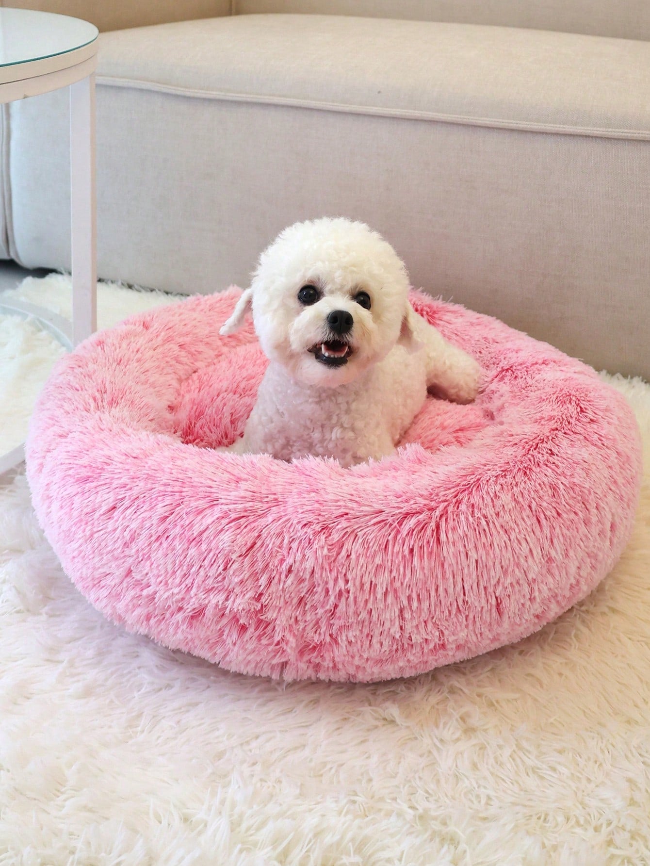 سرير حيوان أليف دائري بفرو صلب متوفر بلون واحد، غير قابل للإزالة، ناعم ومريح، يمكن غسله في الغسالة، مناسب للاستخدام اليومي والسفر مع القطط والكلاب، مثالي للحيوانات الأليفة صغيرة ومتوسطة الحجم