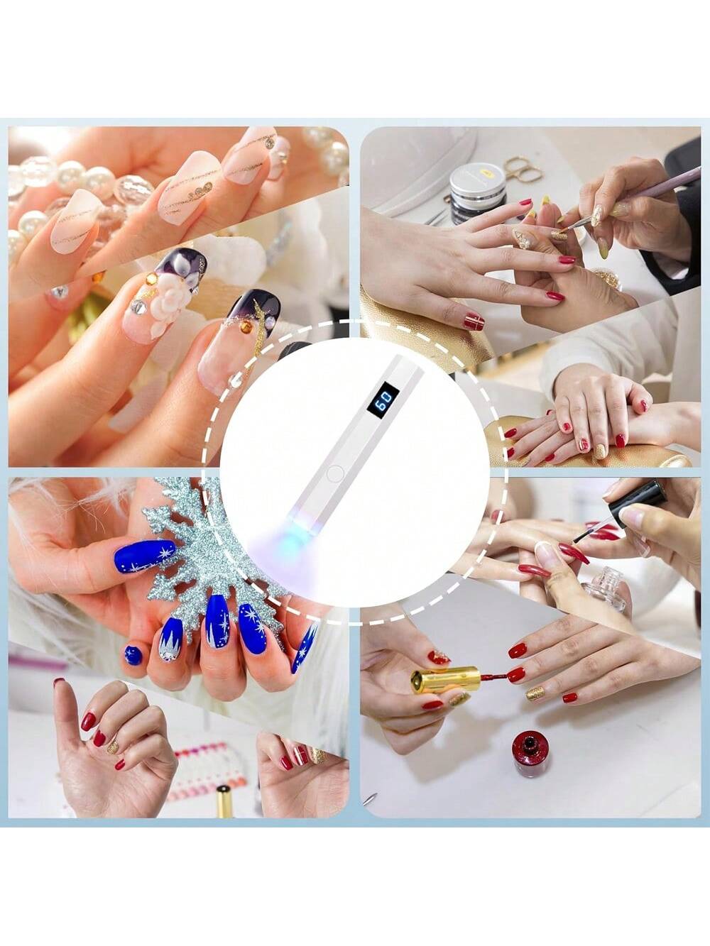 مصباح أظافر LED محمول بشاشة عرض واحدة مع شاحن USB لجفاف طلاء الأظافر بالجل، مناسب لفن الأظافر للأنماط المنزلية مصباح الأظافر