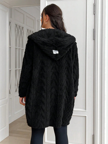 معطف بقياسات كبيرة ، نسيج جاكارد مخملي دافئ للشتاء