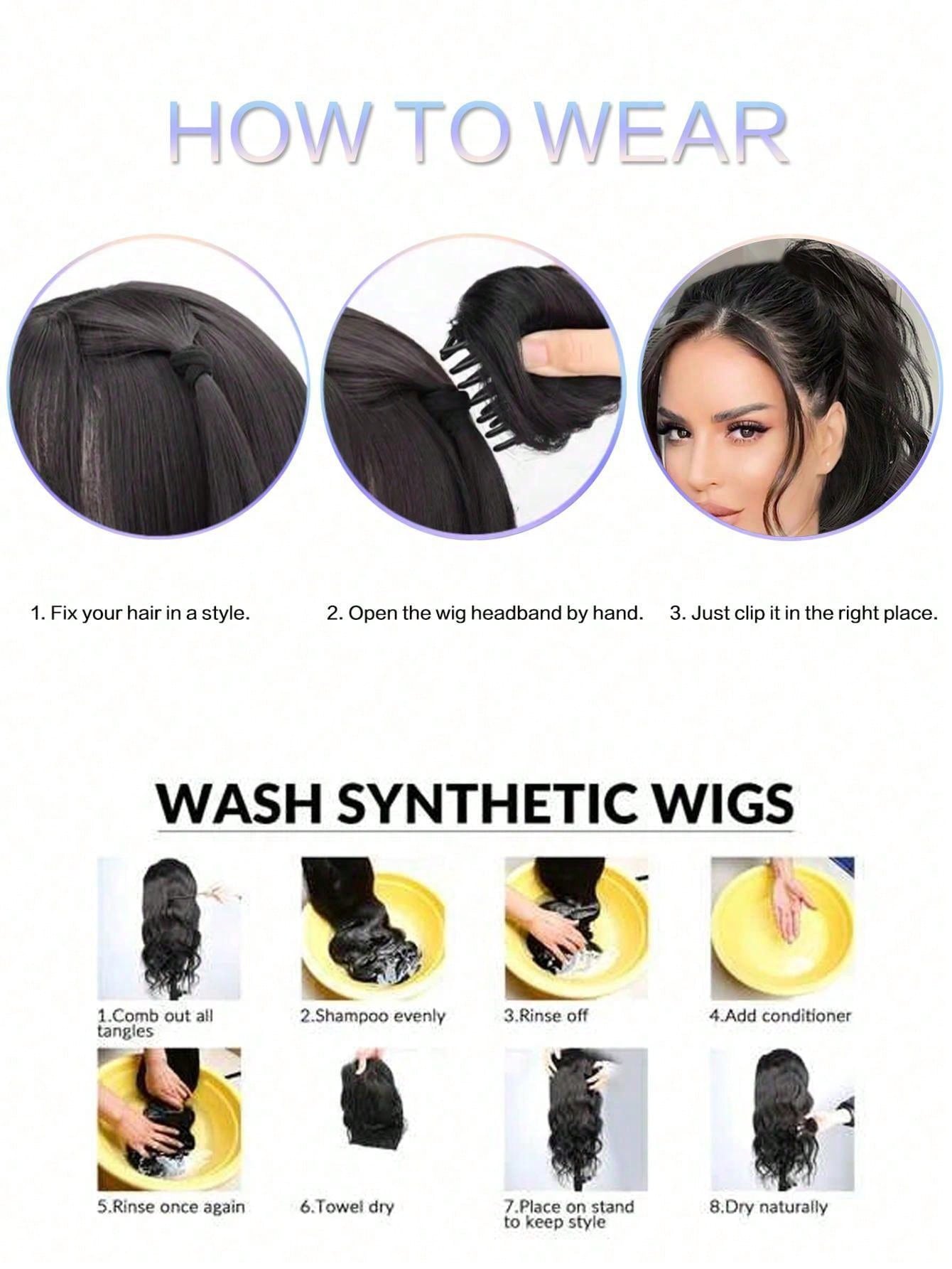 إكستنشن شعر بنصف ذيل حصان اصطناعي قصير مجعد مقاوم للحرارة مع مشبك بطول 14 بوصة، إكستنشن شعر بذيل حصان مزيف للتركيب