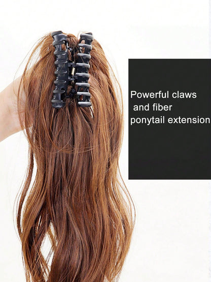 إكستنشن شعر بنصف ذيل حصان اصطناعي قصير مجعد مقاوم للحرارة مع مشبك بطول 14 بوصة، إكستنشن شعر بذيل حصان مزيف للتركيب