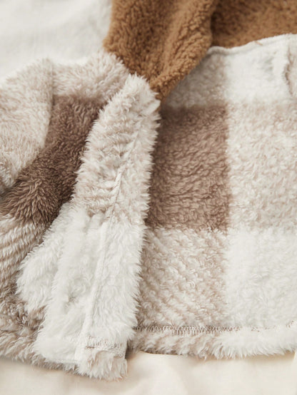 معطف كاردجان كبير الحجم مبطن للأطفال الرضع مخطط بالبني والألوان المتباينة