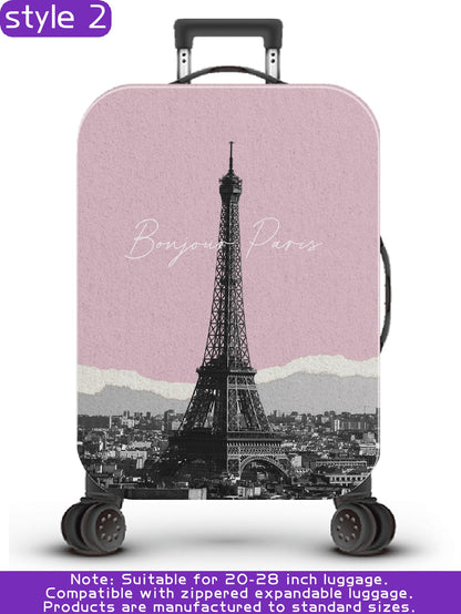 سلسلة برج ايفل، نمط طباعة رقمي شخصي، عملية الإنتاج ترقية بشكل عام، عملية التهيئة الشاملة بحواف مطاطية، قماش مطاطي سميك، قابل للغسل، غطاء حماية للحقيبة، غطاء للحقيبة، غطاء غبار للحقيبة، غطاء غبار للحقيبة، مناسب جداً لرحلات العمل، السفر، فحص الأمتعة، مناسب