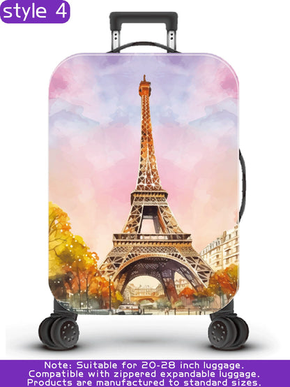 سلسلة برج ايفل، نمط طباعة رقمي شخصي، عملية الإنتاج ترقية بشكل عام، عملية التهيئة الشاملة بحواف مطاطية، قماش مطاطي سميك، قابل للغسل، غطاء حماية للحقيبة، غطاء للحقيبة، غطاء غبار للحقيبة، غطاء غبار للحقيبة، مناسب جداً لرحلات العمل، السفر، فحص الأمتعة، مناسب